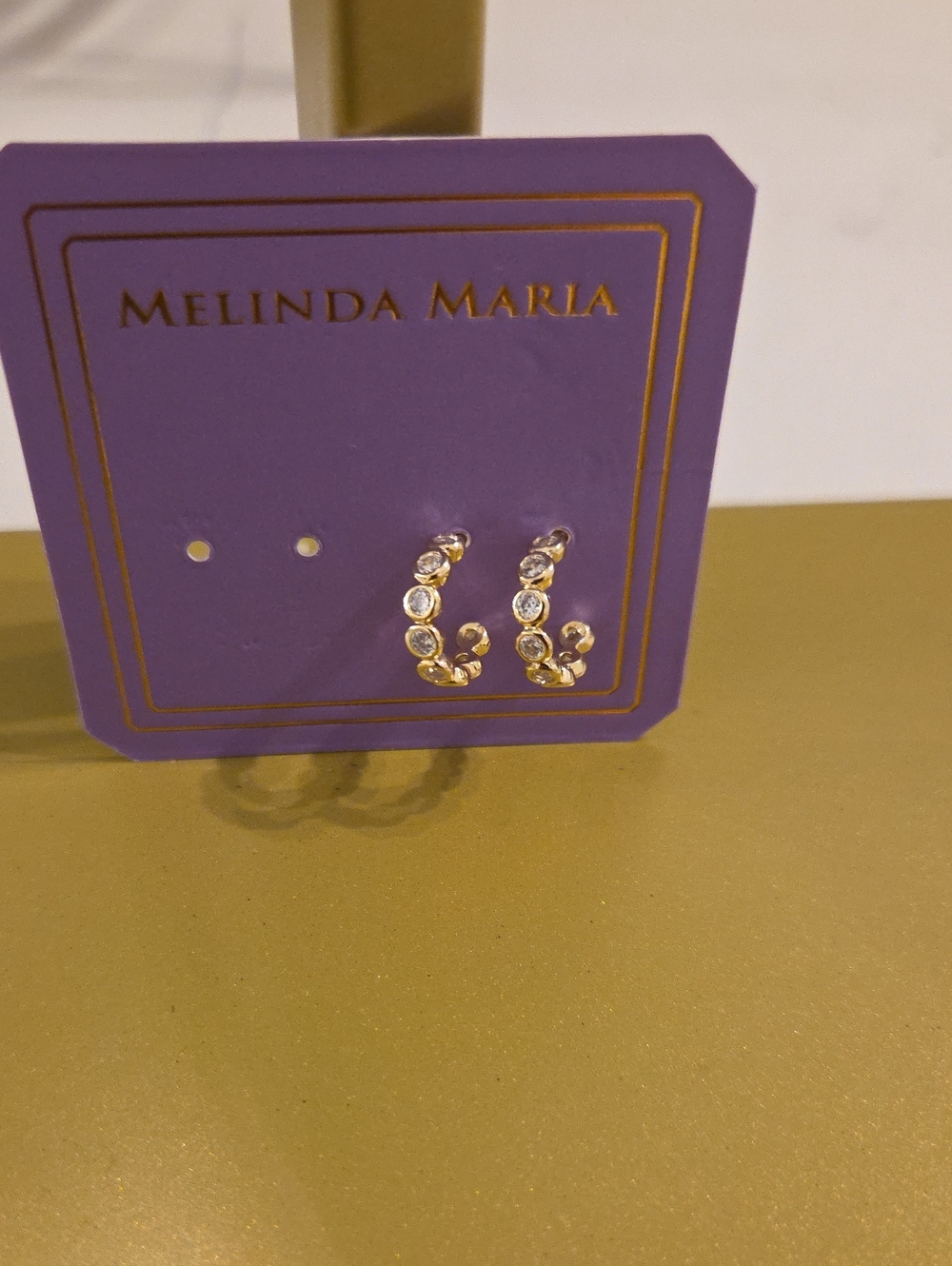 Melinda Maria Gold Crystal Curb Hoop Earrings